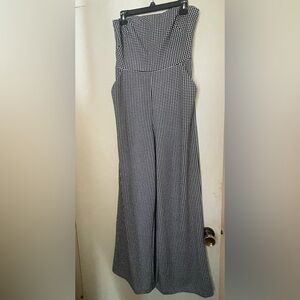 New! Express Black and White Houndstooth Strapless Jumpsuit